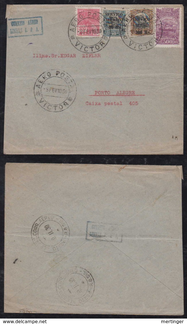 Brazil Brasil 1930 AEROPOSTALE Airmail Cover VICTORIA To PORTO ALEGRE - Covers & Documents