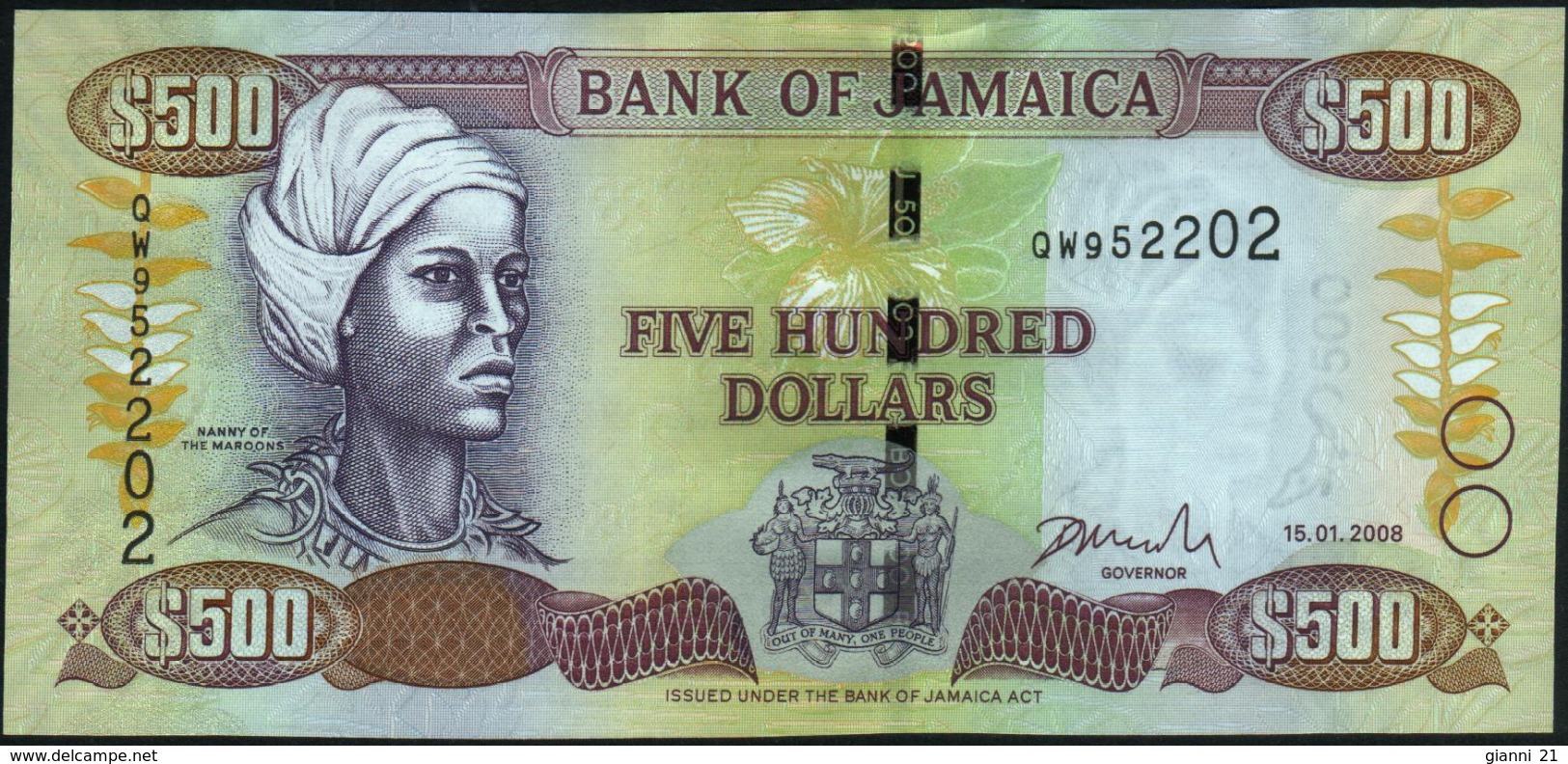 JAMAICA - 500 Dollars 15.01.2008 UNC P.85 F - Jamaica