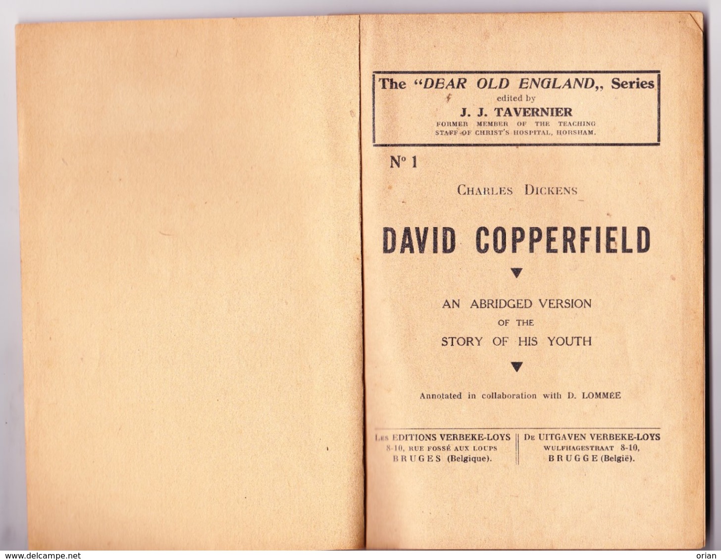 Boek Book David Copperfield By Ch. Dickens / The Dear Old England NR 1 / Ed. Tavernier - Horsham ENG / Publ. Brugge BE - Englische Grammatik