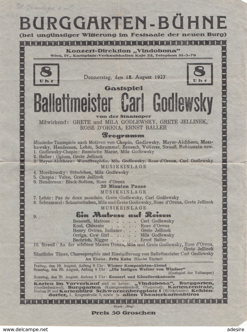 PROGRAMM Der BURGGARTEN-BÜHNE 1927 - Programme