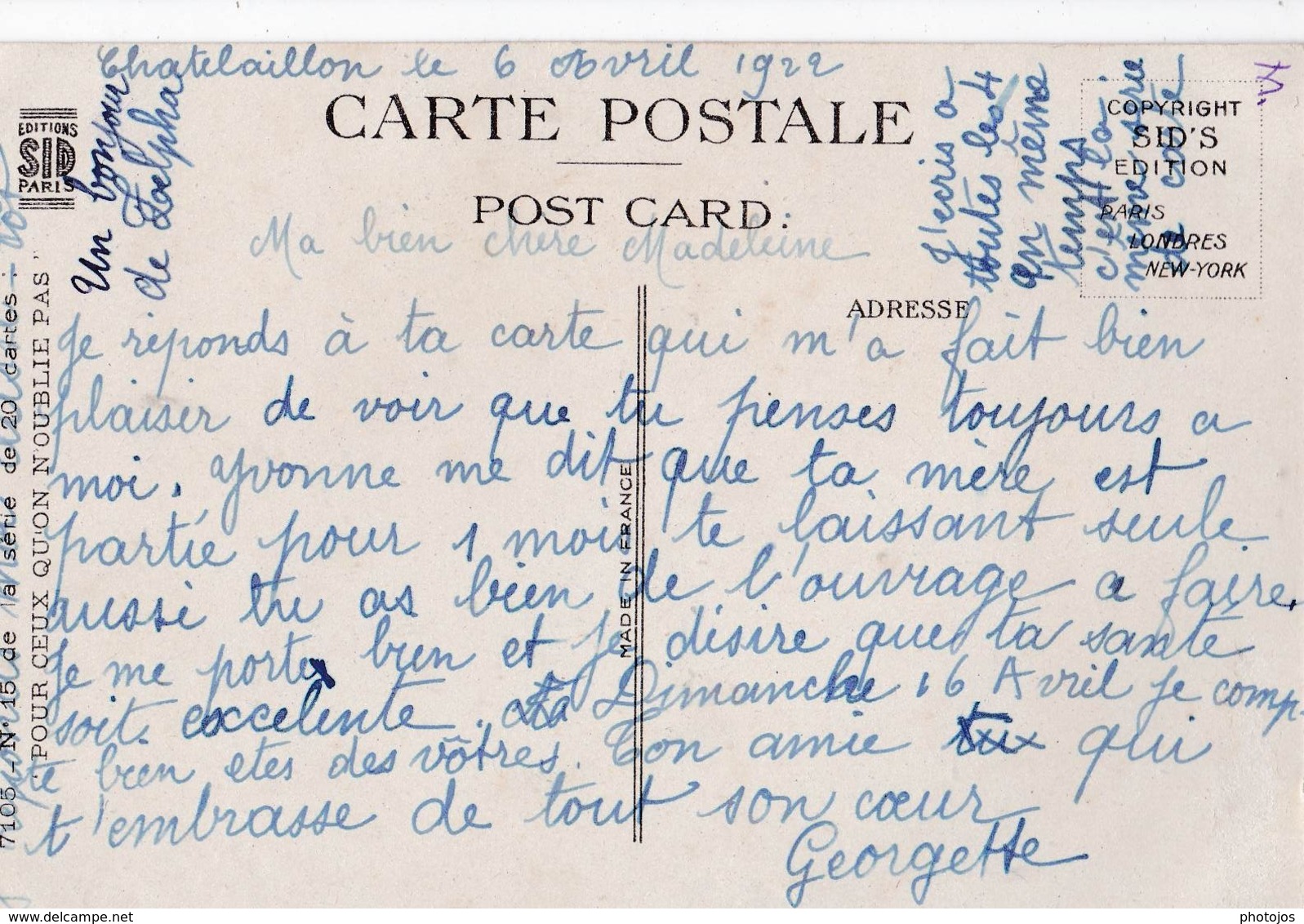 CPA : Série Pour Ceux Qu'on Oublie Pas Par E Drot Jeune Fille Garcon  Train  "A Bientot" 1922 Ed SID - Autres & Non Classés