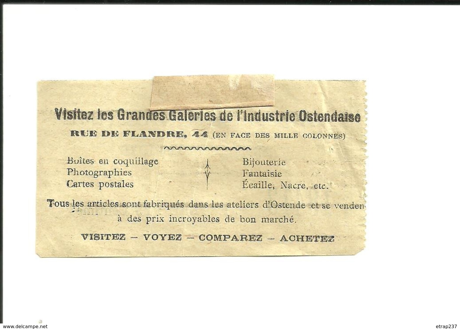 Ticket Ancien. Aquarium Maritime D'OSTENDE (Belgique). Voir Description - Tickets - Vouchers