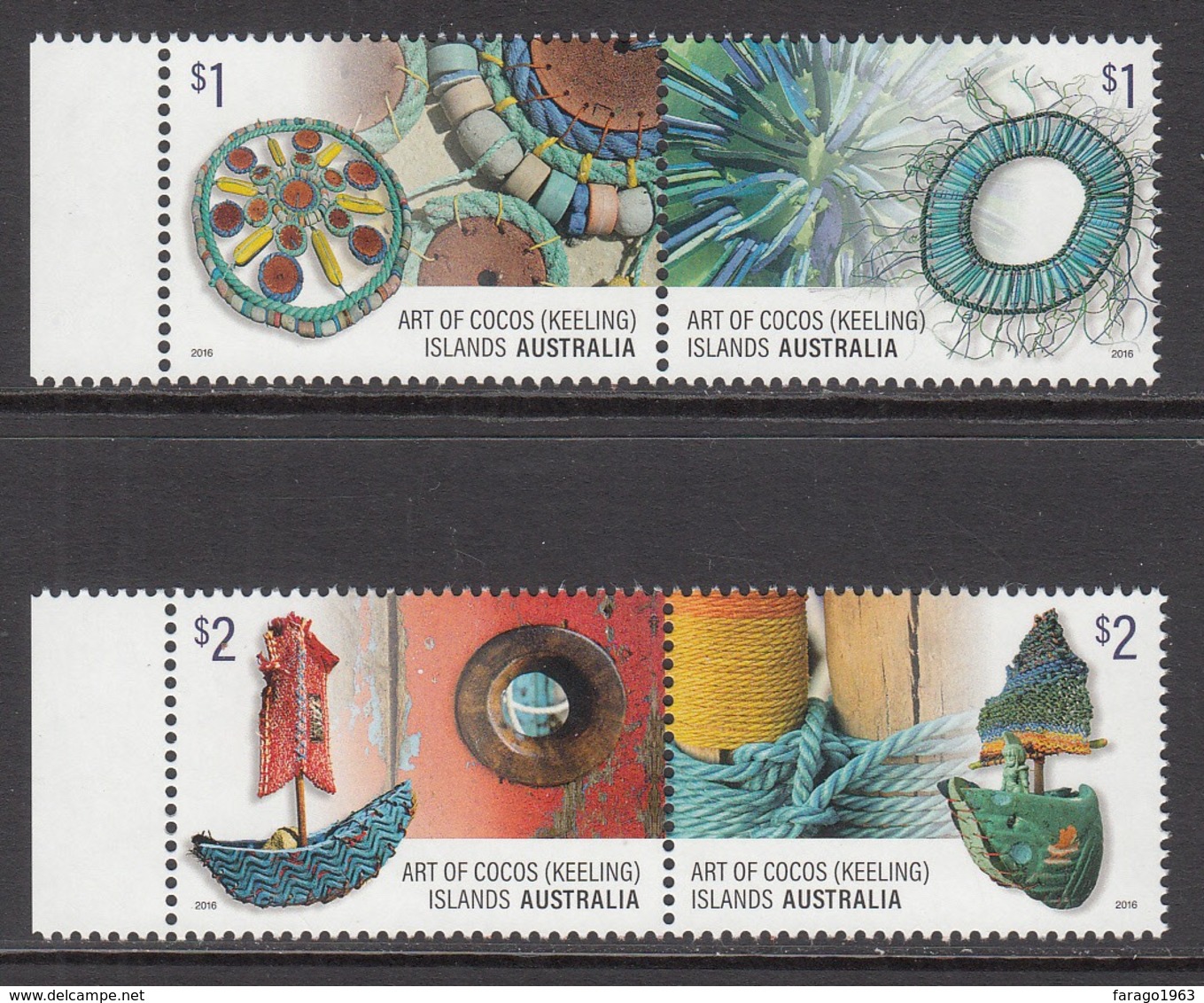 2016 Cocos Islands Art Complete Set Of 2 Pairs MNH @  Face Value - Isole Cocos (Keeling)