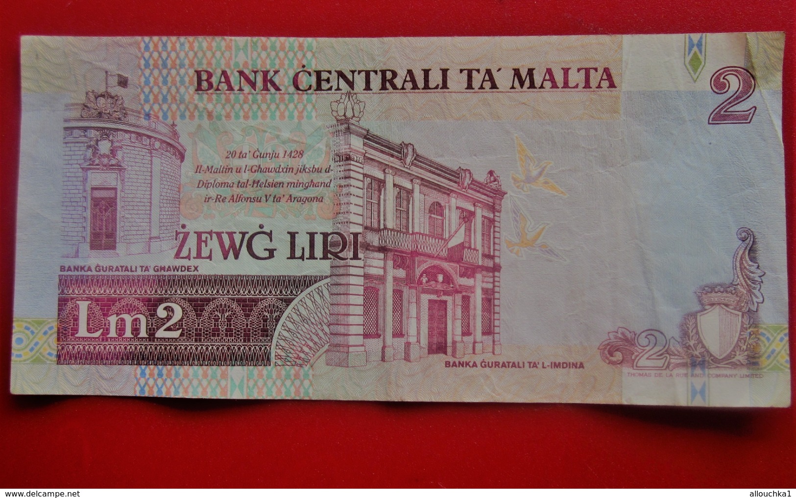 BANK CENTRALI TA MALTA MALTE 2 LIRI L.1967 Monnaies & Billets  Billet Malte 2 LIRAS DEL AÑO 1967 (BANKNOTE) - Malta