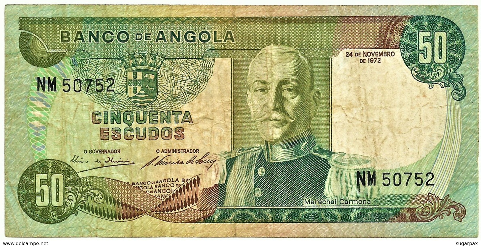 Angola - 50 Escudos - 24.11.1972 - Pick 100 - Série NM - Marechal Carmona - PORTUGAL - Angola