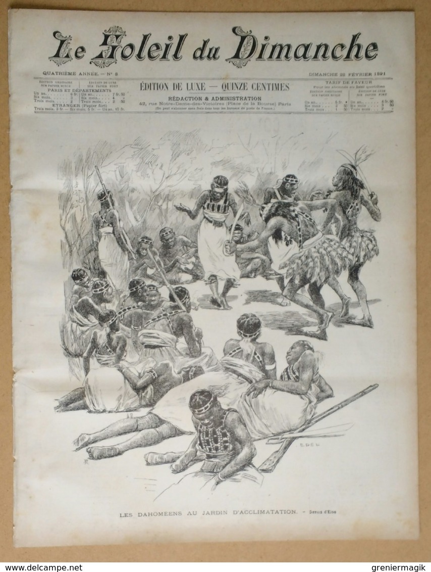 Le Soleil Du Dimanche 22/02/1891 Les Dahoméens Au Jardin D'acclimatation - La Vierge Aux Anges - Meissonier - 1850 - 1899