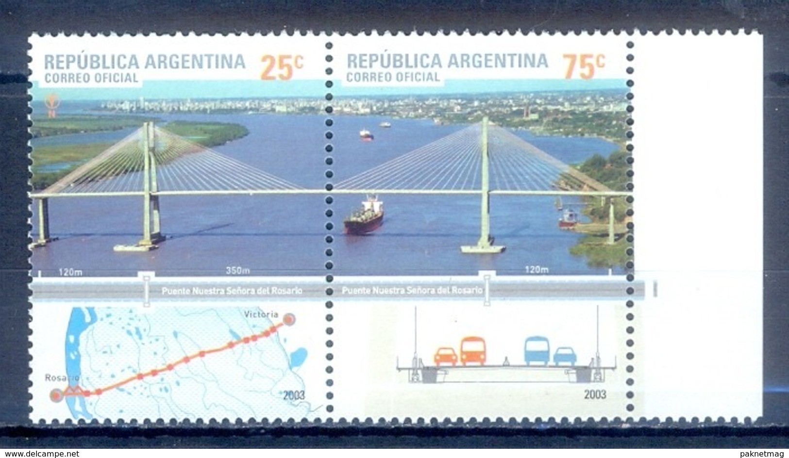 O32- Argentina Bridge 2003. - Unused Stamps