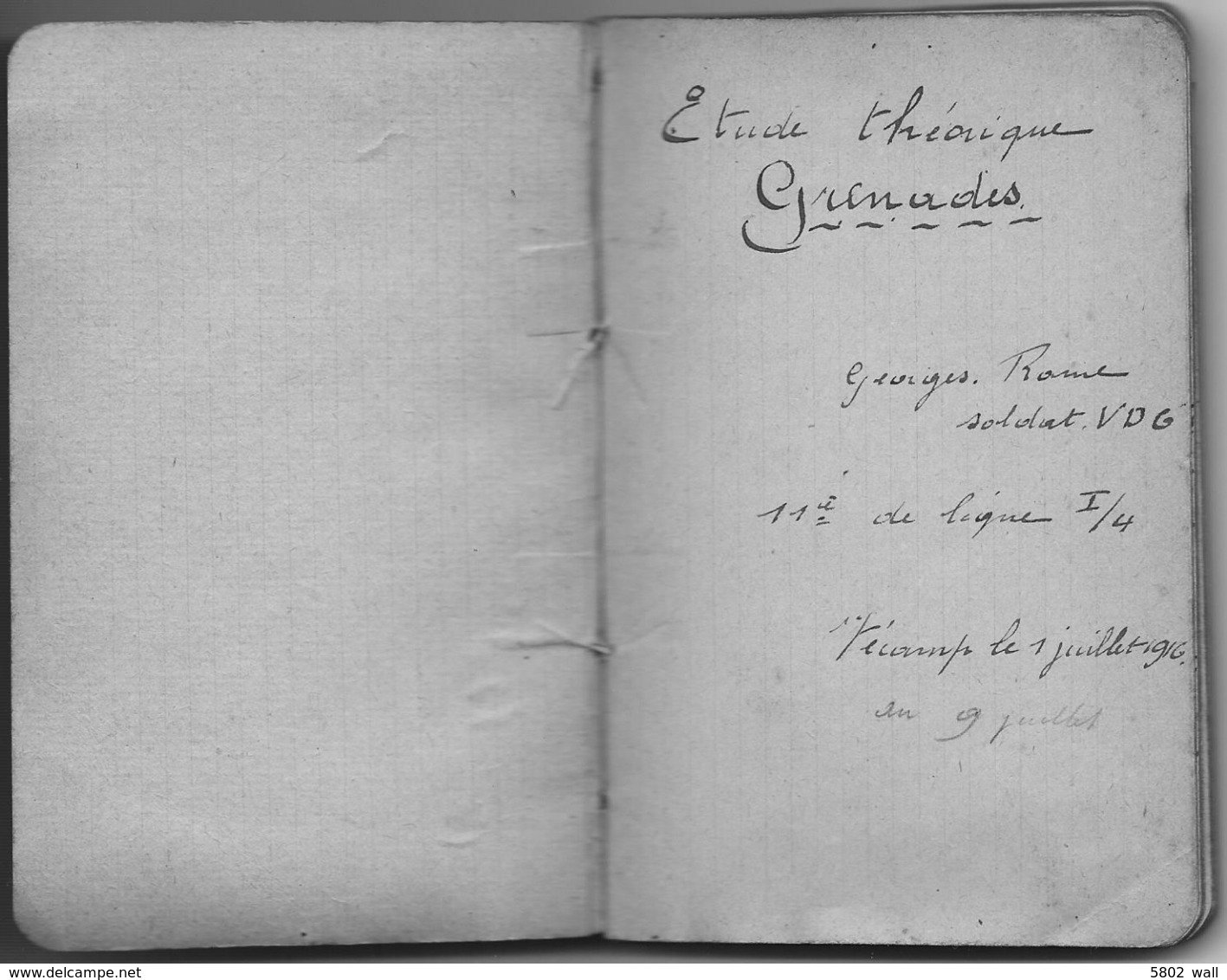 14-18 UNIQUE - Carnet Manuscrit D'Etude Théorique "Grenades" Du Sdt Georges Rome D'Aywaille - 1916 - 1914-18