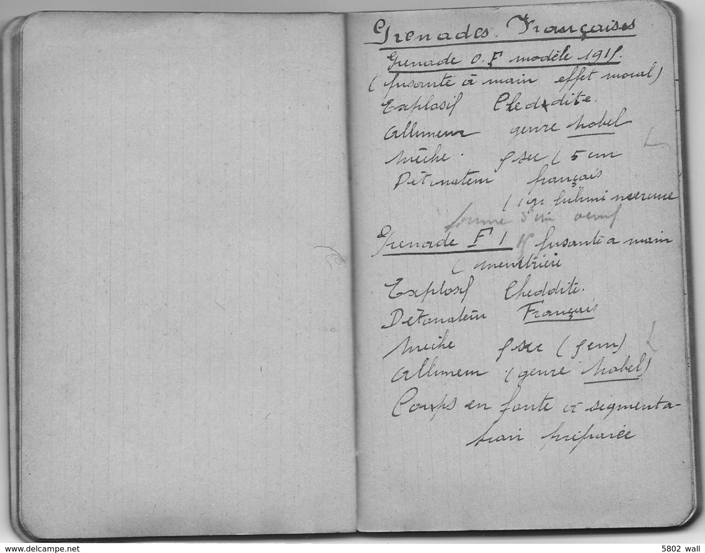 14-18 UNIQUE - Carnet Manuscrit D'Etude Théorique "Grenades" Du Sdt Georges Rome D'Aywaille - 1916 - 1914-18