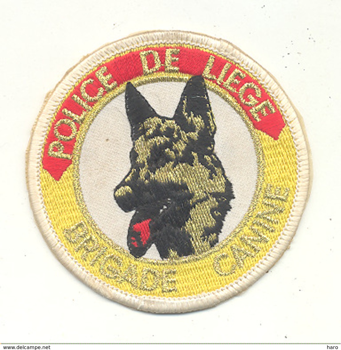 Superbe écusson En Tissu Brodé - Police De Liège - Brigade Canine - Chien, Berger Allemand (b268) - Ecussons Tissu