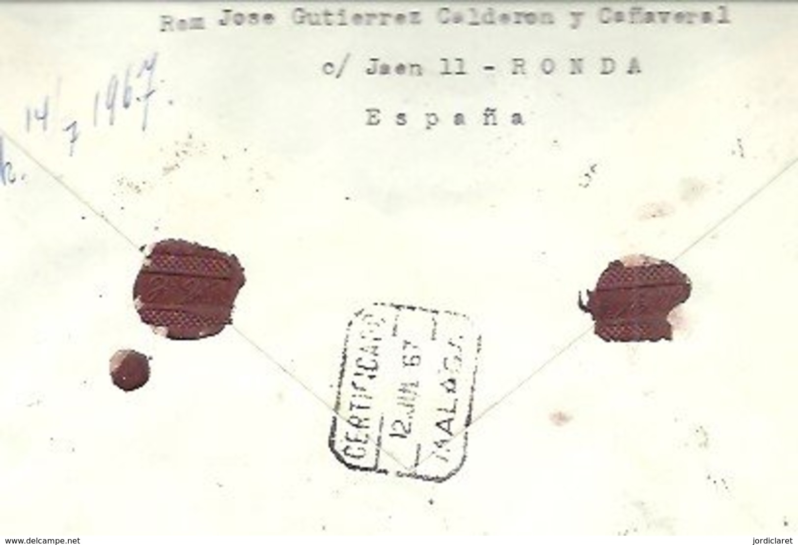 CARTA CERTIFICADA   RONDA   A SUECIA 1967 - Cartas & Documentos