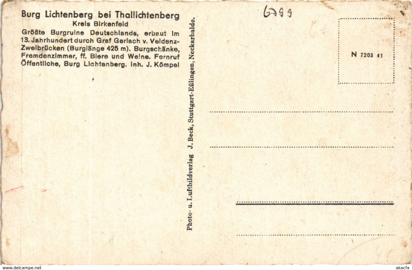 CPA AK Burgblick Auf Thallichtenberg Bei Kusel GERMANY (914181) - Kusel