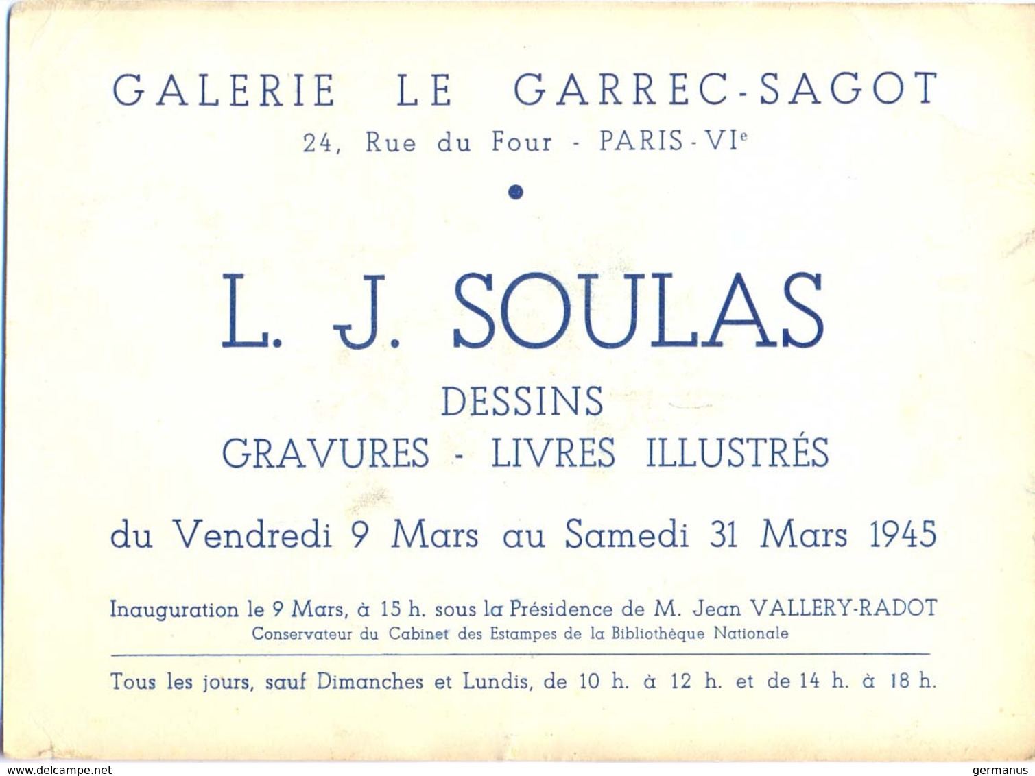 TYPE IRIS 80 C. Vert-jaune TIMBRE SEUL Sur CP COMMERCIALE GALERIE LE GARREC-SAGOT PARIX-VI - FLIER PARIS-110 -7.III 1945 - 1921-1960: Période Moderne