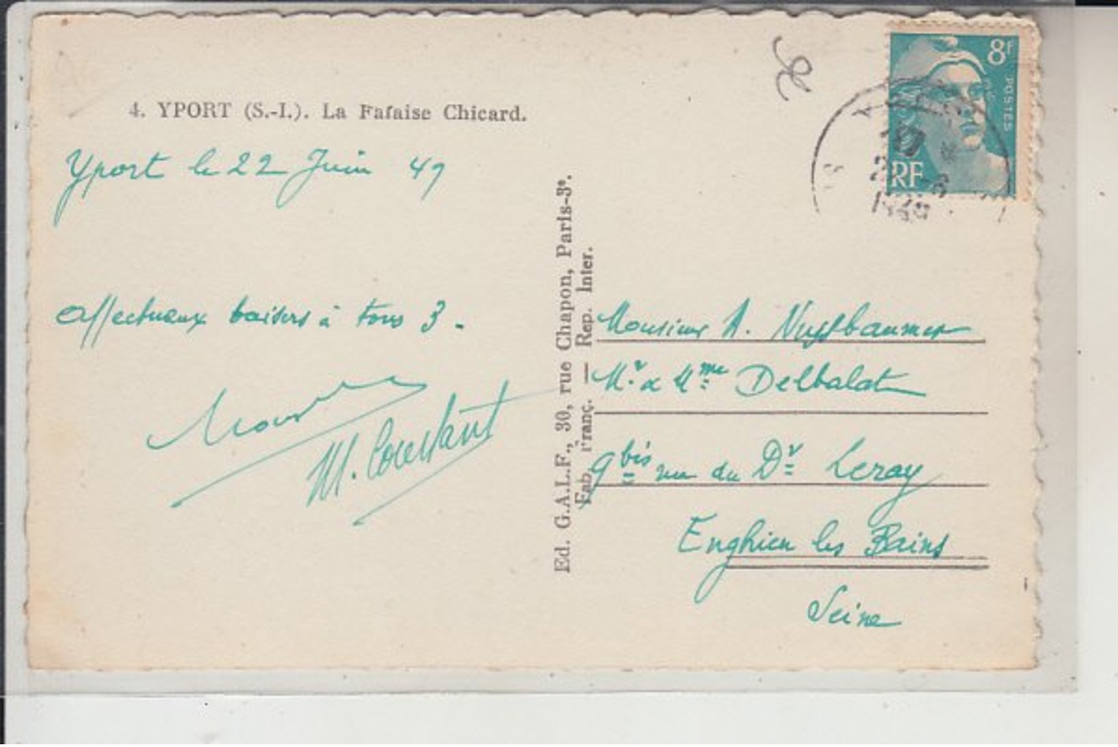 76  - YPORT -Falaise Chicard..1949 - Yport