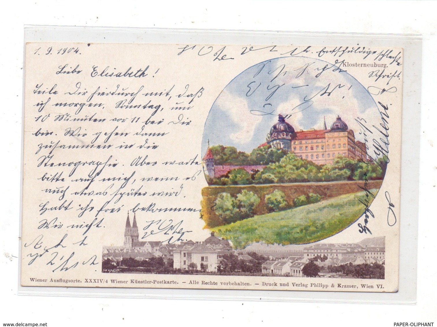 A 3400 KLOSTERNEUBURG, Litho, Philipp & Kramer XXXIV/4 Wiener Künstler-Postkarte - Klosterneuburg