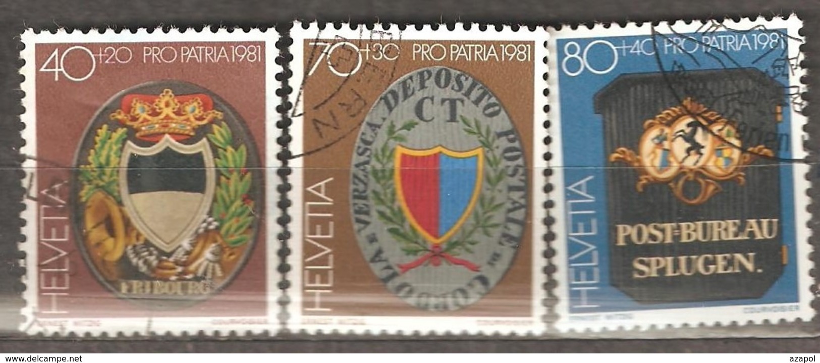 Switzerland: Pro Patria, 3 Used Stamps From A Set, Post Signs, 1981, Mi#1200-1202 - Oblitérés