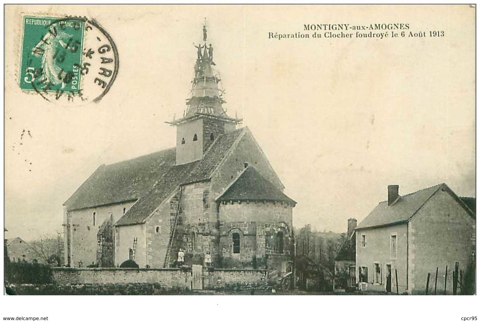 58 . N° 40961 . Montigny Les Amognes.réparation Du Clocher.pas Courante - Sonstige & Ohne Zuordnung