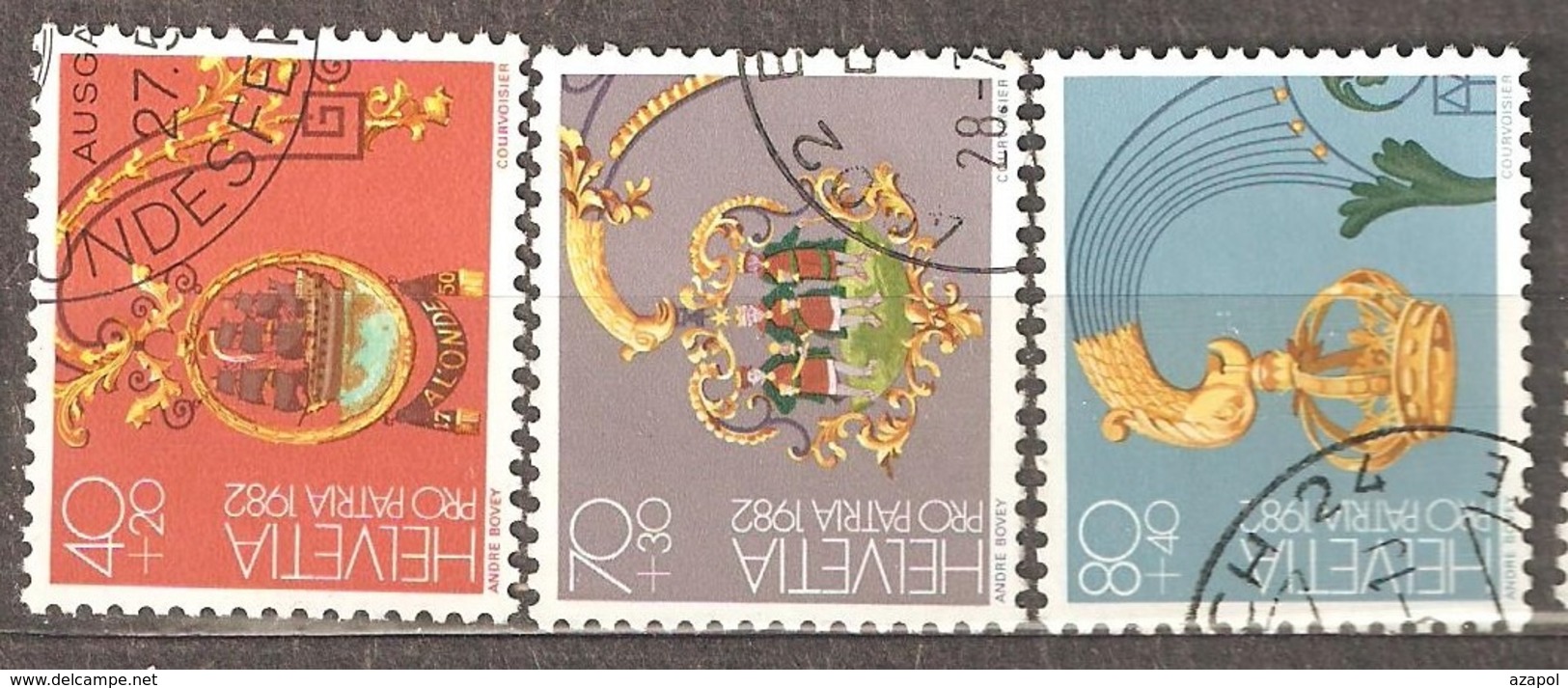 Switzerland: Pro Patria, 3 Used Stamps From A Set, Tavern Signs, 1981, Mi#1224-1226 - Oblitérés