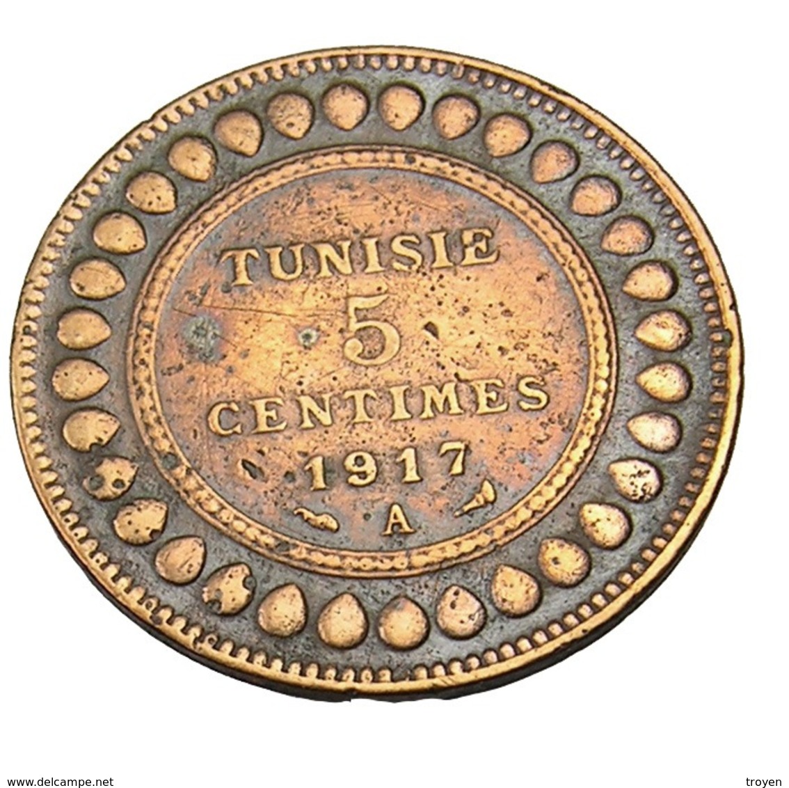 5 Centimes - Tunisie - Bronze - 1917 A - TB + - Túnez