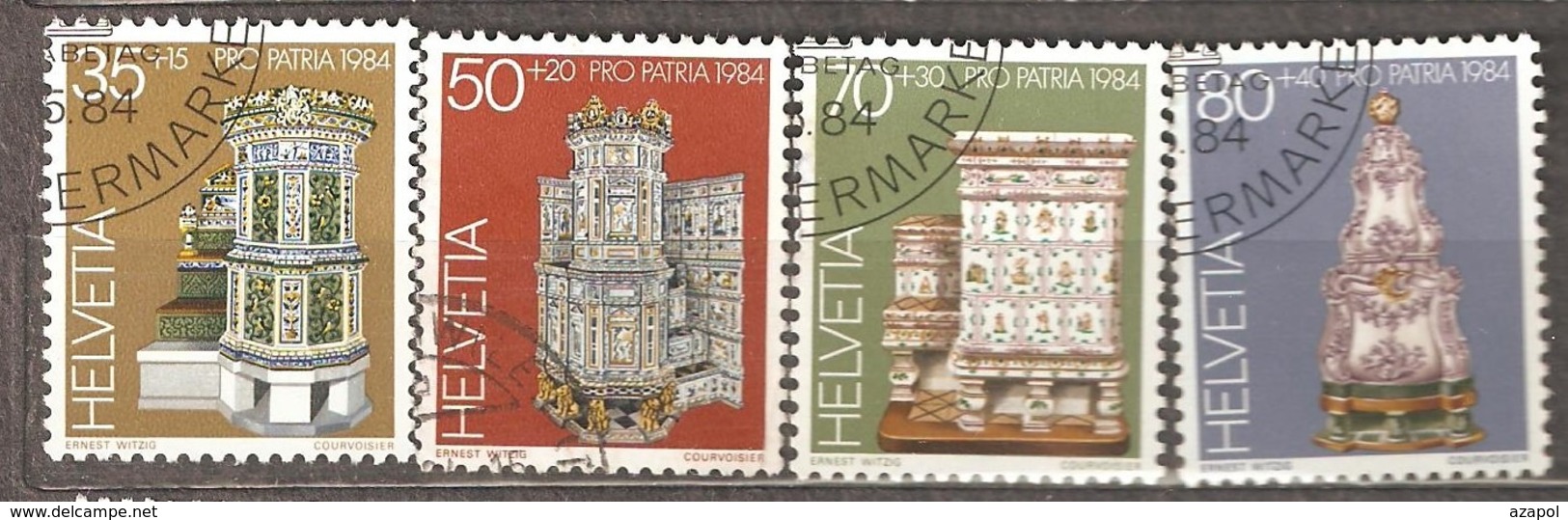 Switzerland: Pro Patria, Full Set Of 4 Used Stamps, Tile Stoves, 1984, Mi#1272-1275 - Oblitérés