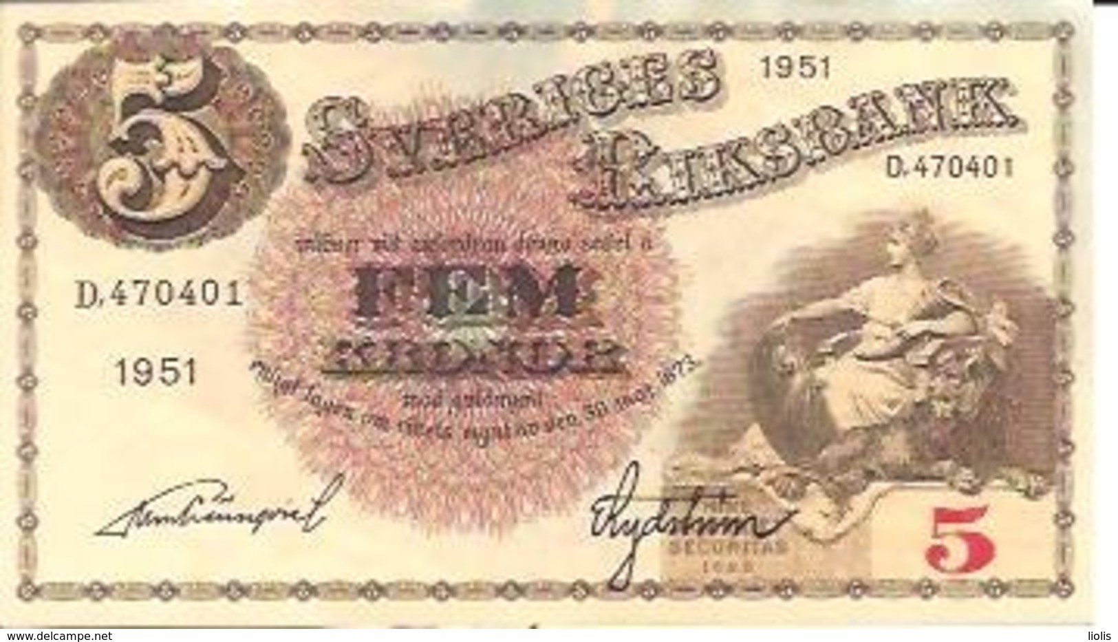 Sweden 5 Kronor 1951 - Svezia