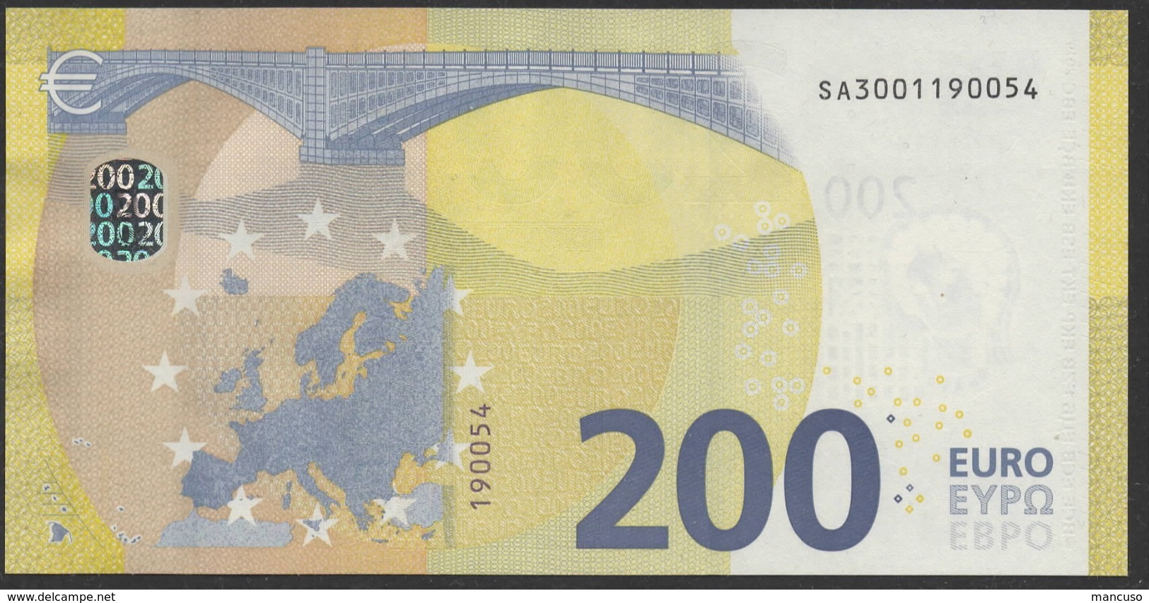 ITALIA € 200 SA S002 "00"  DRAGHI   UNC - 200 Euro