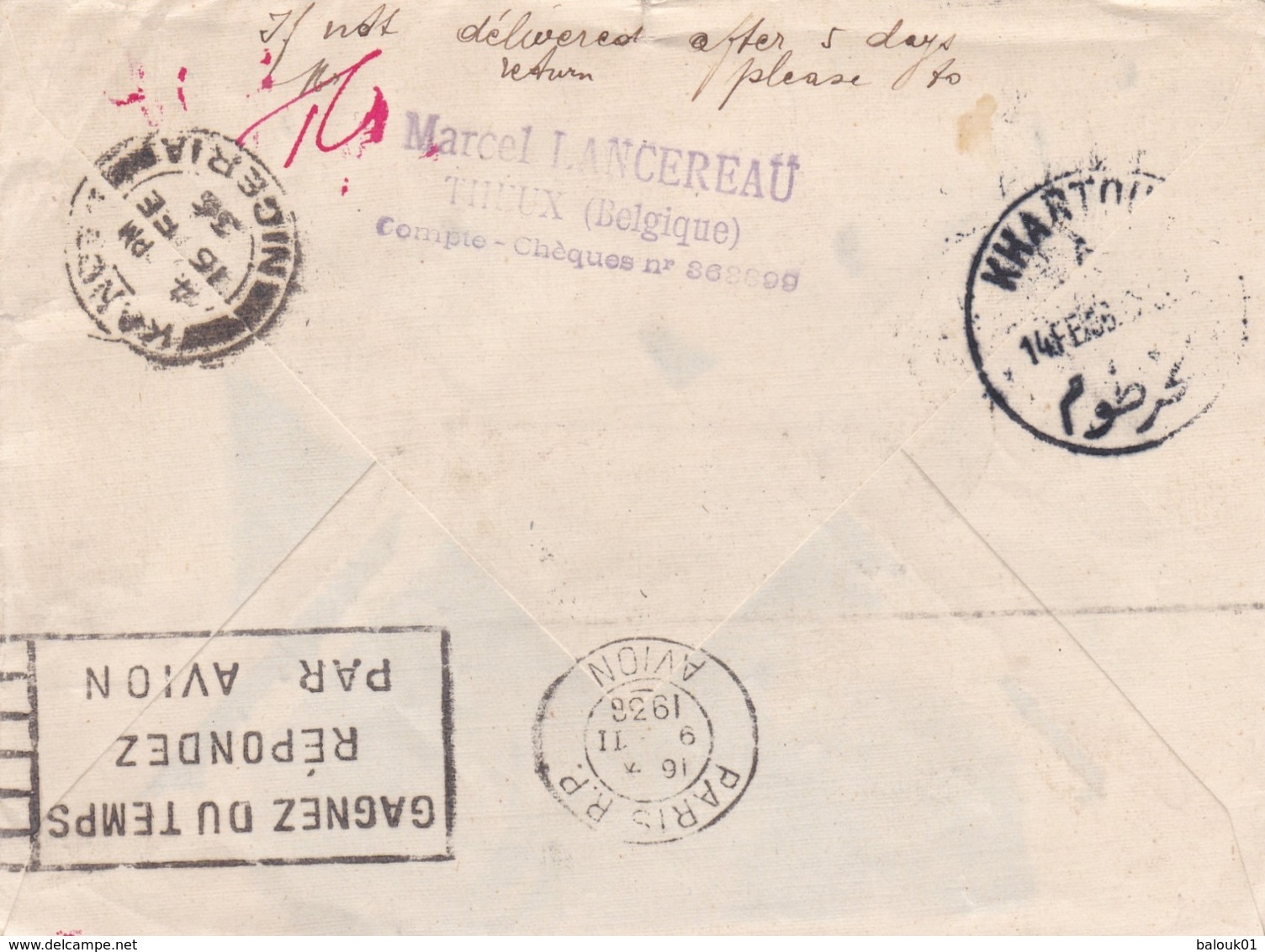 Lettre Bruxelles Vers Kano ( Nigéria ) 1936 - Other & Unclassified