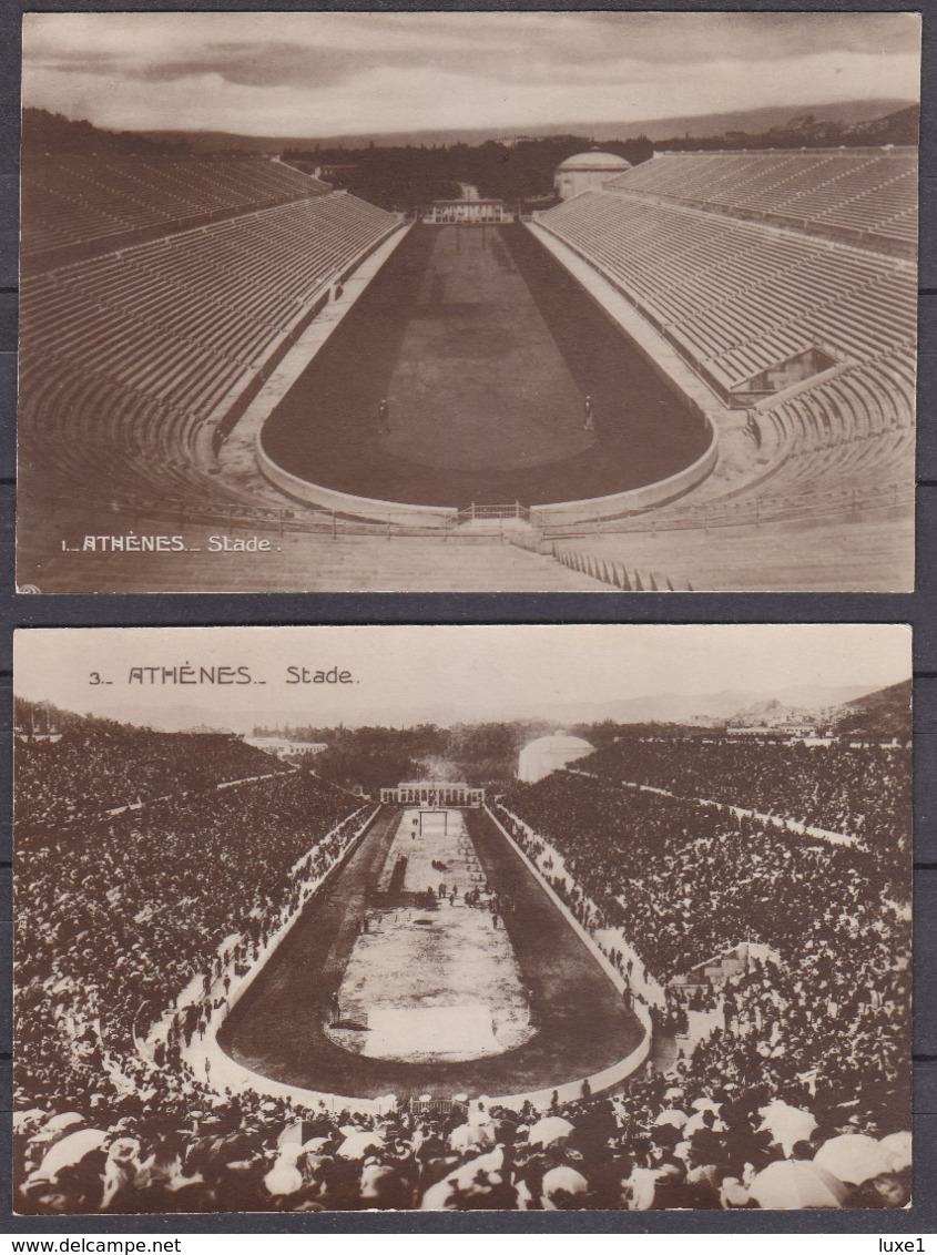 GREECE ,  STADION   , TWO  OLD  POSTCARDS - Grecia
