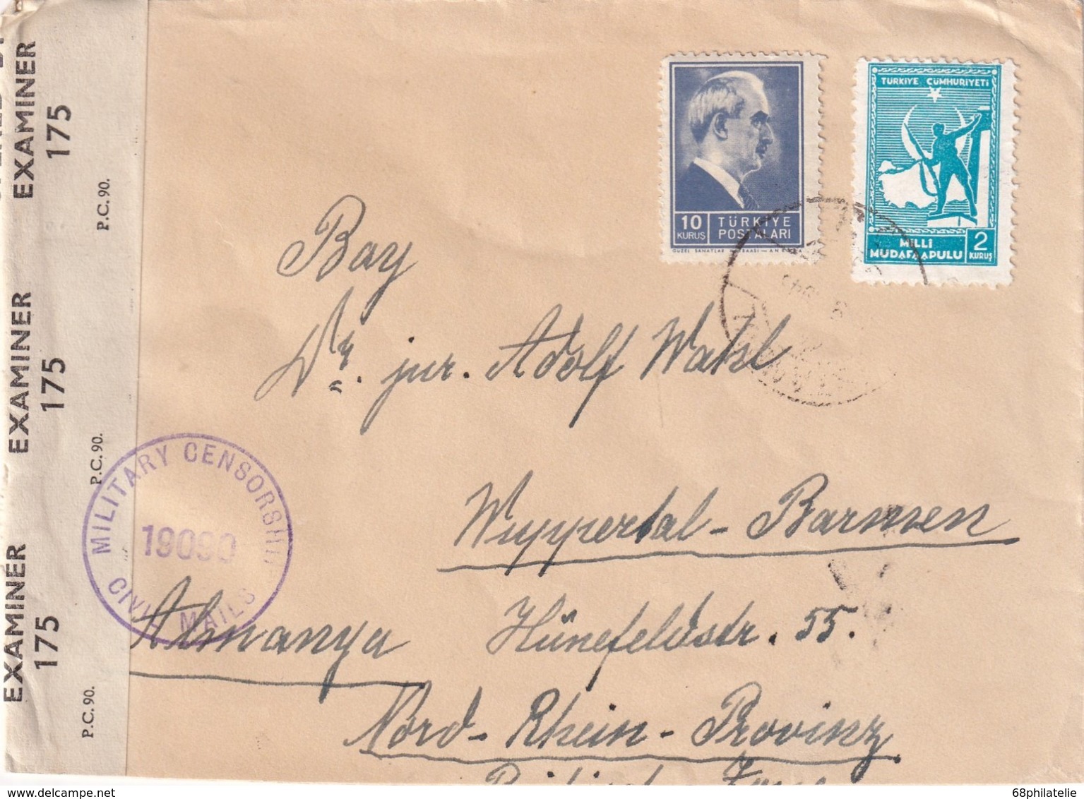 TURQUIE 1946 LETTRE CENSUREE DE ISTAMBUL POUR WUPPERTAL - Lettres & Documents