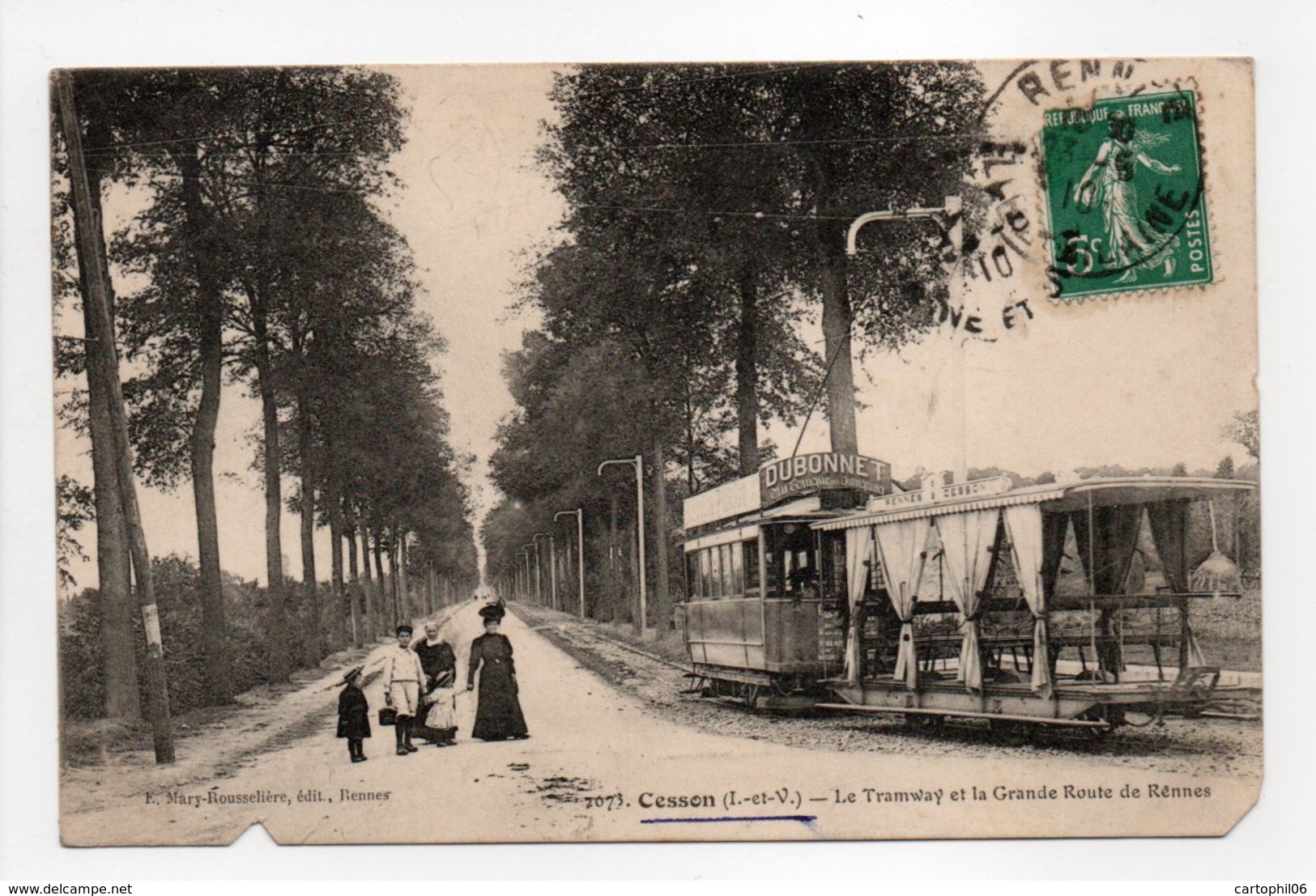 - CPA CESSON (35) - Le Tramway Et La Grande Route De Rennes 1910 (avec Personnages) - Edition Mary-Rousselière 2073 - - Otros & Sin Clasificación