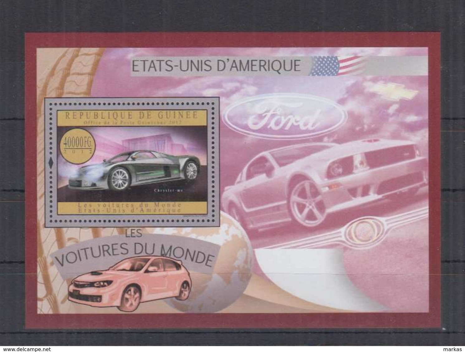 O301. Guinee - MNH - 2012 - Transports - Cars - United States - Bl - Voitures