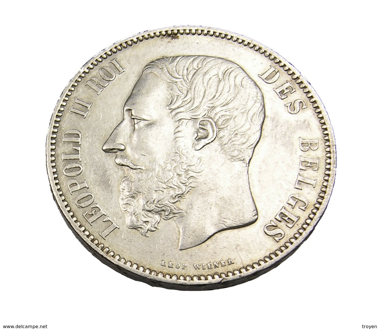 5 Francs -  Belgique - Argent - 1868 - TTB + - - 5 Francs