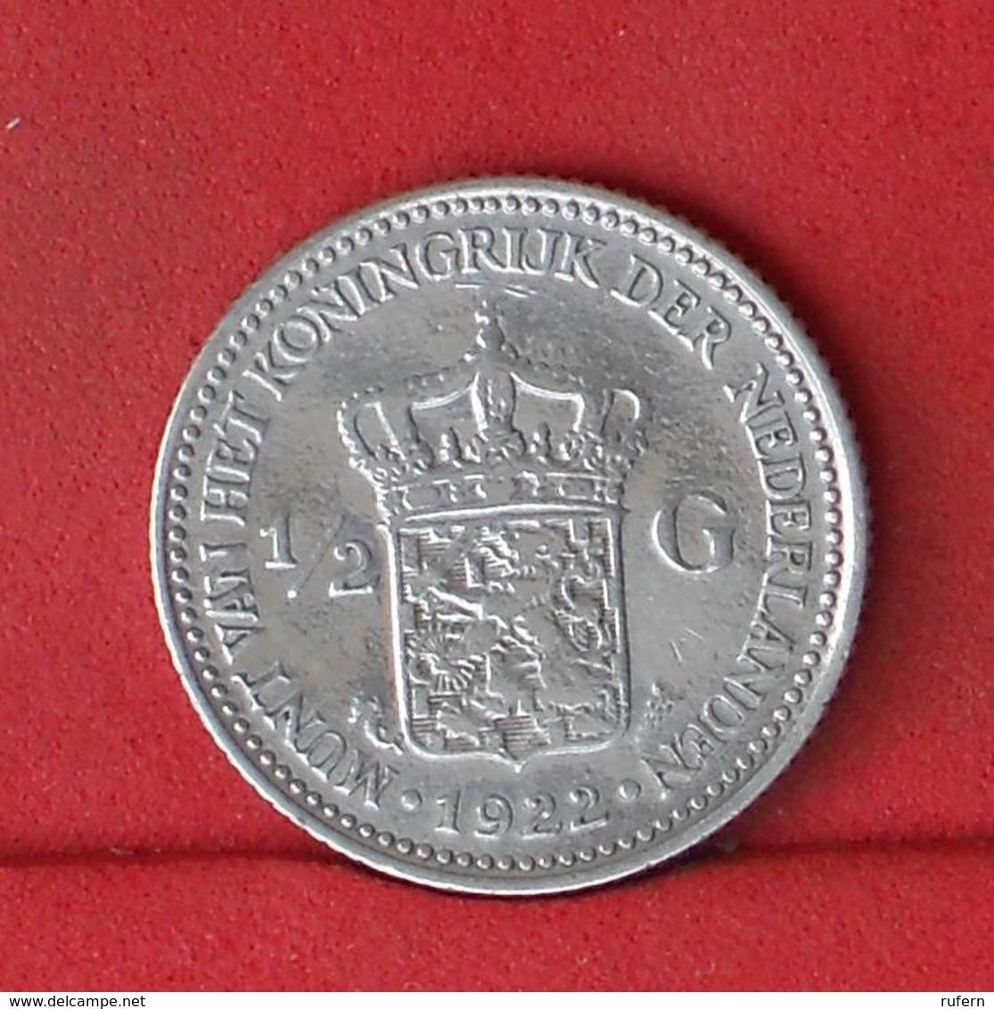 NETHERLANDS 1/2 GULDEN 1922 - *SILVER*   KM# 160 - (Nº32112) - 1/2 Gulden