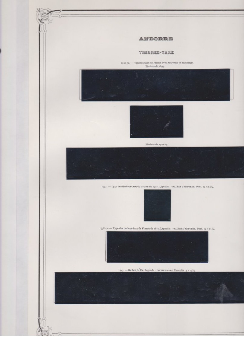 ANDORRE 41 Feuilles Yvert Et Tellier Préimprimées Avec Pochettes Collées  - Années 1931 à 1996 - Pré-Imprimés