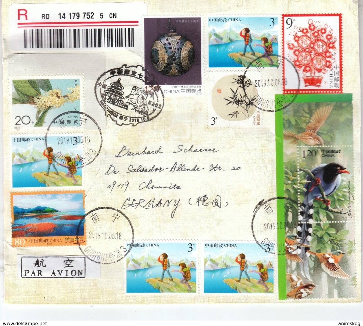 4 R-Briefe Aus Der VR China  / 4 Registered Covers From PR China - Lettres & Documents