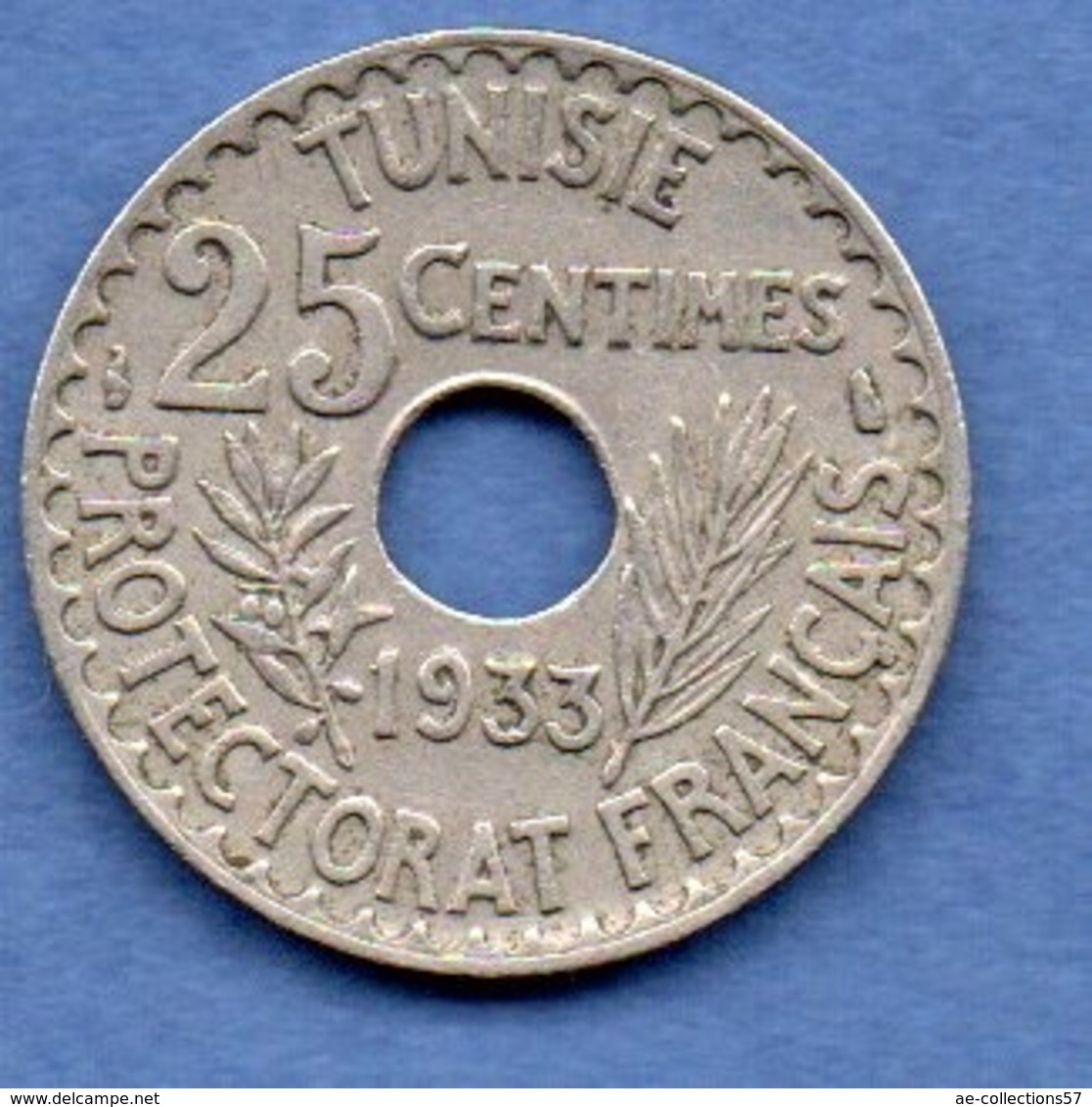 Tunisie  -   25 Centimes 1933  -  état  TTB - Tunesië