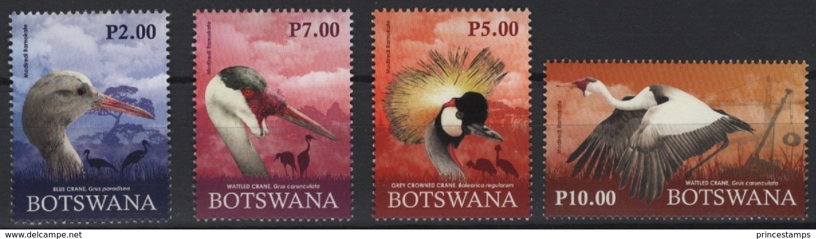 Botswana (2019) - Set -   /  Fauna - Endangered Birds - Oiseaux - Vogel - Cranes - Kranichvögel