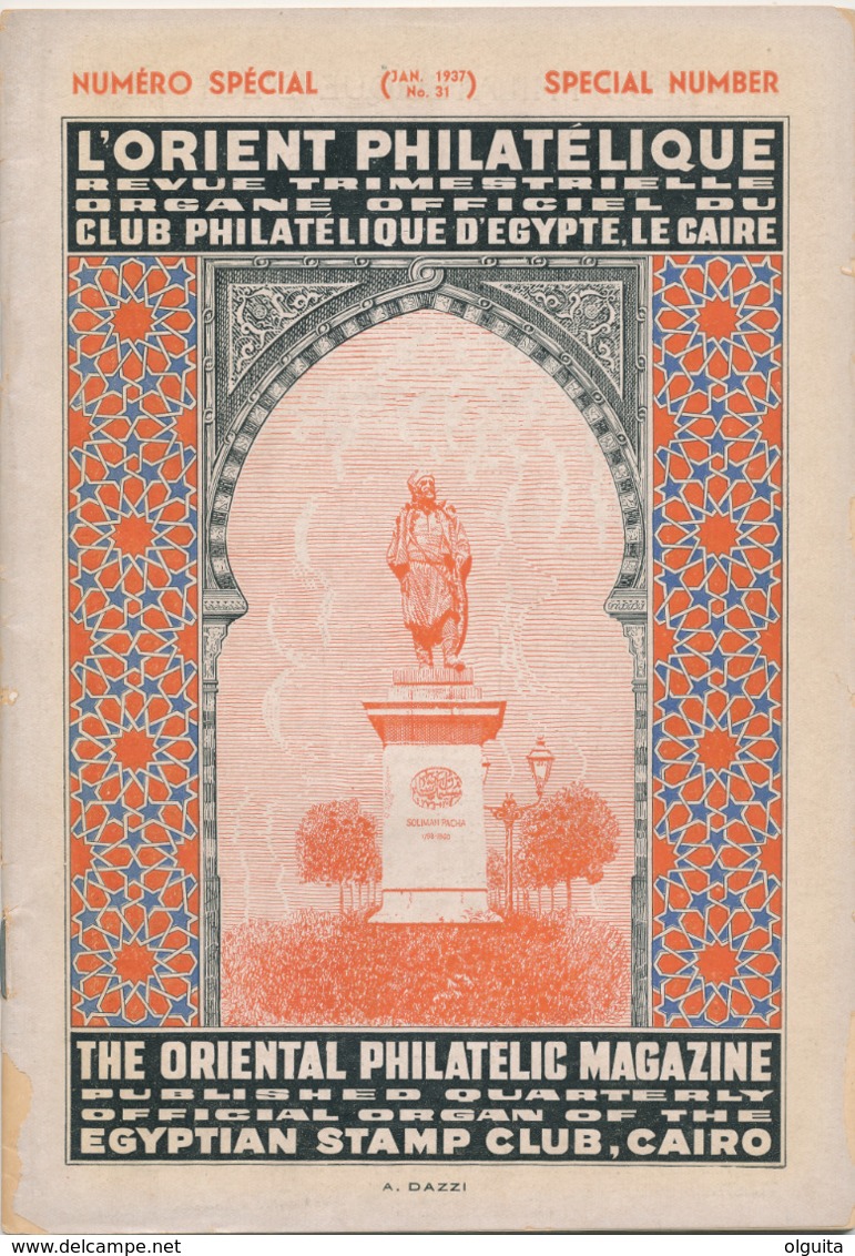 970/25 -- EGYPT Magazine L' Orient Philatélique , Special Number No 31 ,  January 1937 , 52 Pages - Original Edition - English (until 1940)