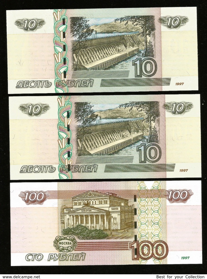 * Russia 10 100 Rubles ! Set 3 Notes 2018 FIFA World Cup Football ! UNC ! - Russia