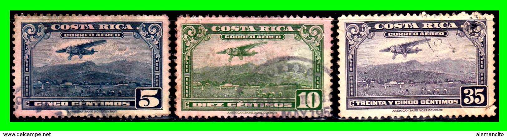 COSTA RICA  3 SELLOS AÑO 1934 AEREO - Costa Rica