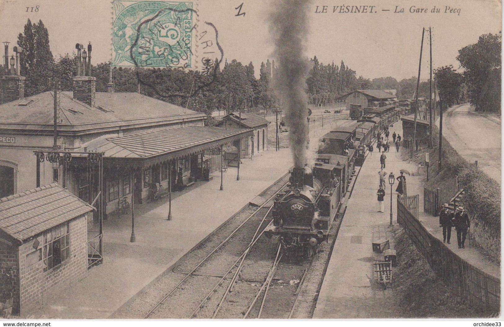 CPA Le Vésinet - La Gare Du Pecq (avec Train En Beau Plan) - Le Vésinet