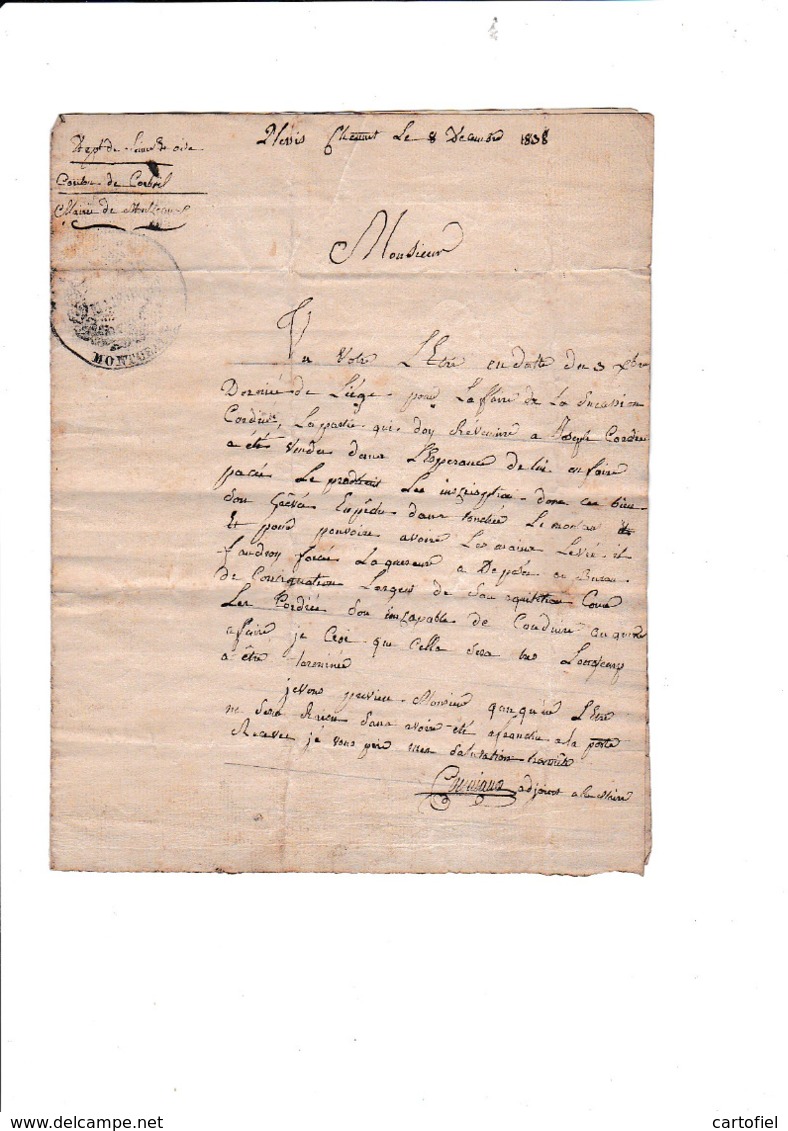TROUVAILLE-LOT DE 5 LETTRES+-1830-PLESSIS CHENET-ESSONNES-VERS LIEGE-JOSEPH CORDIER?-RUE DE LA SIRENE-A ETUDIER-7 SCANS - 1815-1830 (Periodo Olandese)