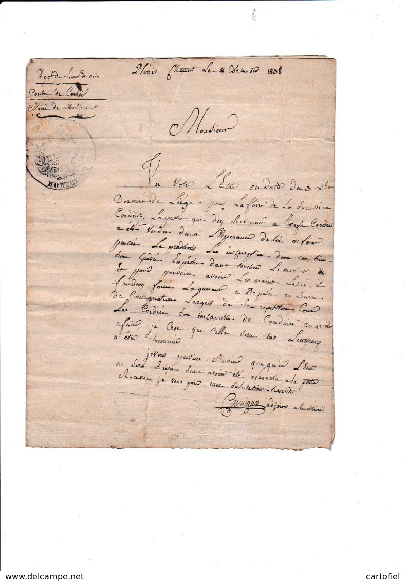 TROUVAILLE-LOT DE 5 LETTRES+-1830-PLESSIS CHENET-ESSONNES-VERS LIEGE-JOSEPH CORDIER?-RUE DE LA SIRENE-A ETUDIER-7 SCANS - 1815-1830 (Période Hollandaise)