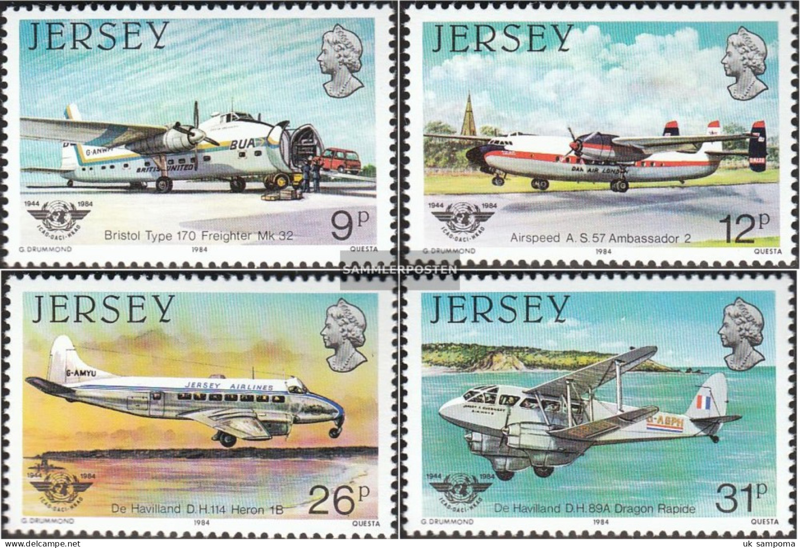 United Kingdom - Jersey 330-333 (complete Issue) Unmounted Mint / Never Hinged 1984 ICAO - Jersey