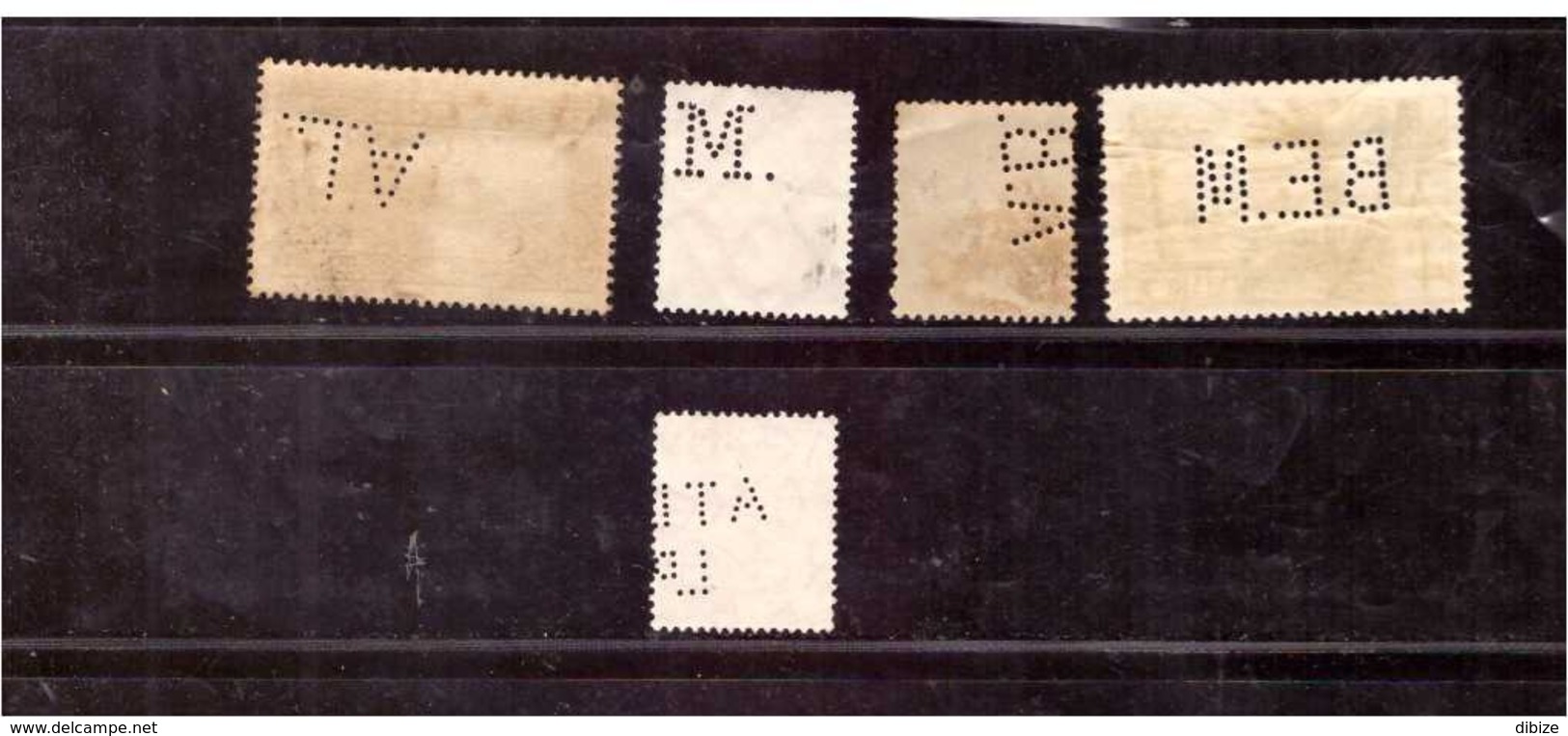 5 Timbres Perforés. Oblitérés. Maroc. France (Marianne). Grande Bretagne. Autriche. Etat Moyen. - Perfins