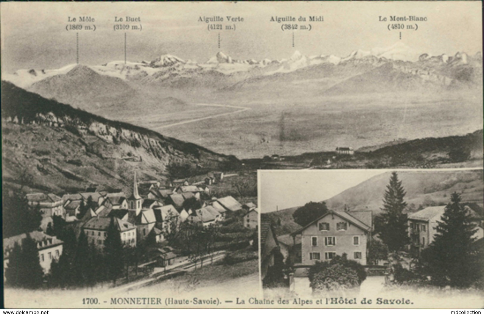 74 MONNETIER MORNEX / La Chaine Des Alpes Et Hotel De Savoie / Carte Publicitaire - Altri & Non Classificati