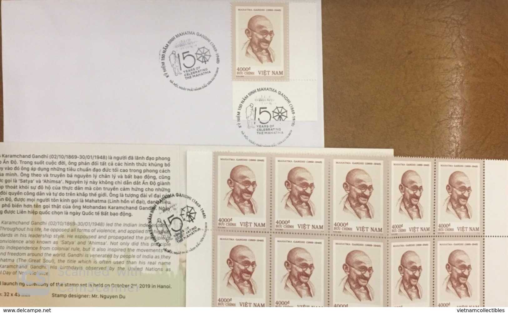 Viet Nam Vietnam Booklet 2019 : 150th Birth Anniversary Of Mahatma Gandhi (Ms1115) - Sent By  FDC As Shown - Vietnam