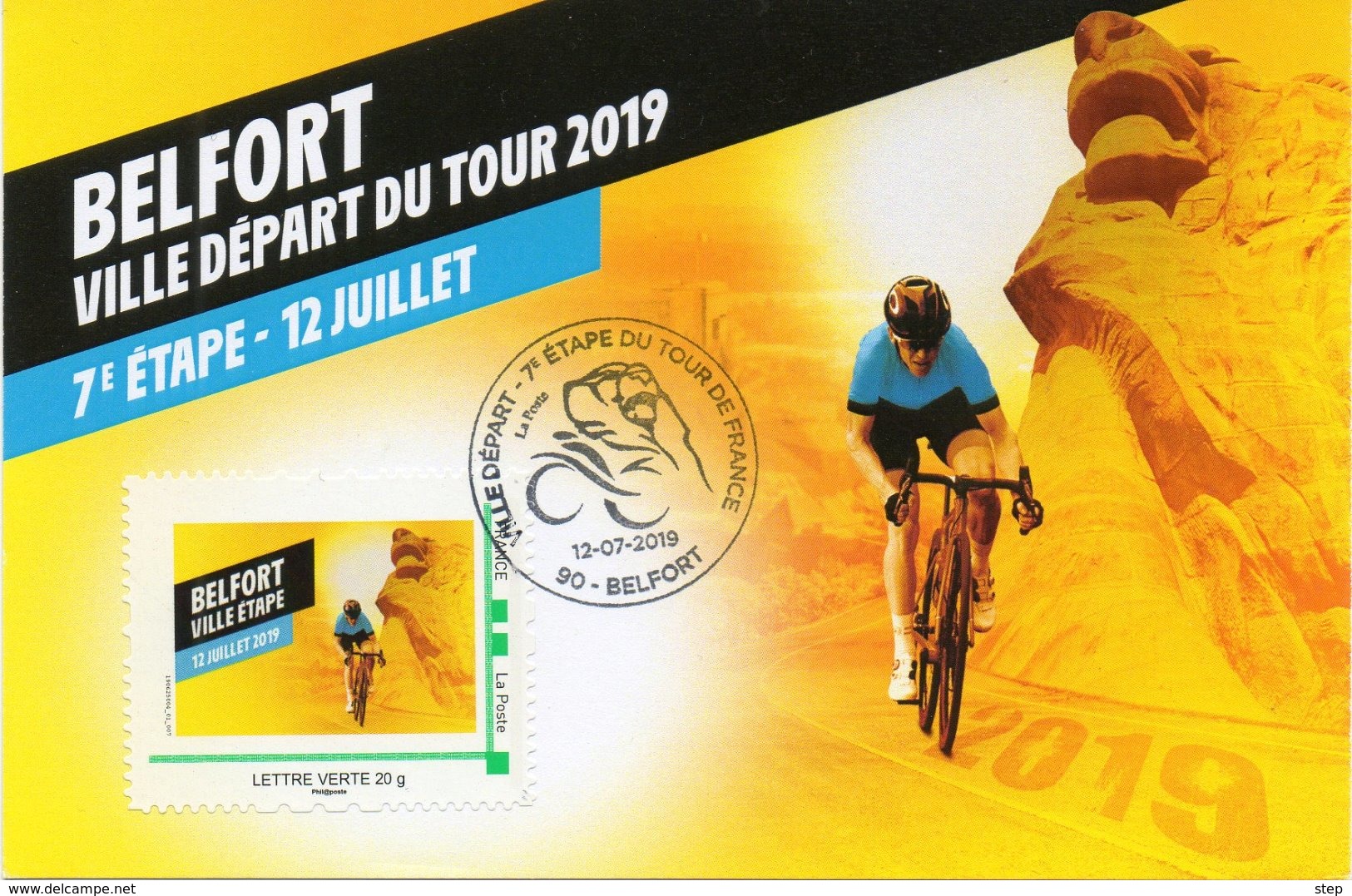 BELFORT : CYCLISME Oblit Temp VILLE-DEPART TOUR DE FRANCE 2019 Sur CP Et MTAM - Cyclisme