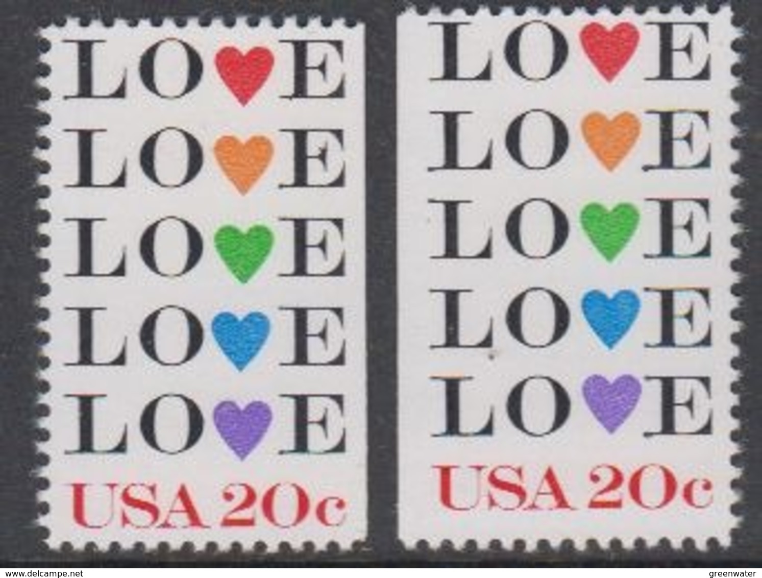 USA 1984 Love 1v (2x) Left & Right Imperf. ** Mnh (45081P) - Ongebruikt