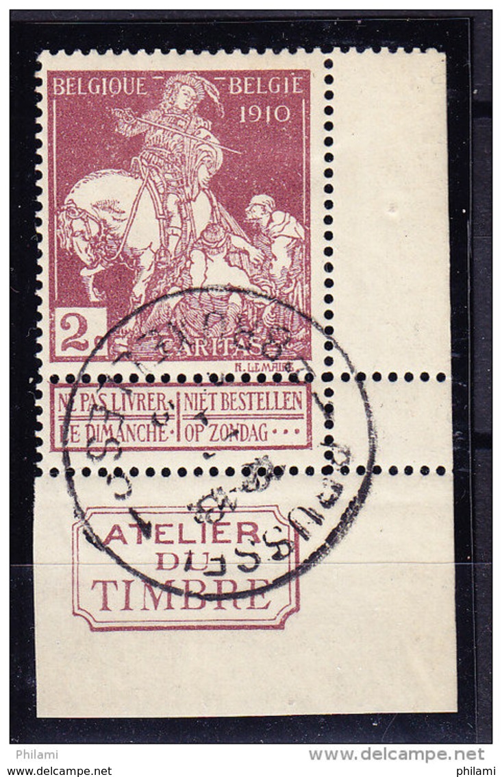 BELGIQUE, COB 89 OBL, ATELIER DU TIMBRE. (4T208) - 1910-1911 Caritas